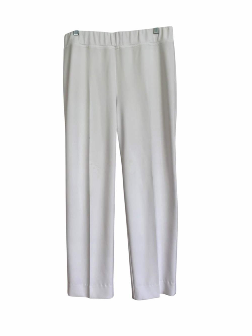 Joseph Ribkoff White Pull On Knit Pants Size 14 Cropped Straight Dress Work